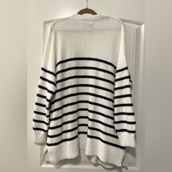LOFT | Women’s Striped Open Front Cardigan Sweater | 100% Cotton - Picture 4 of 7